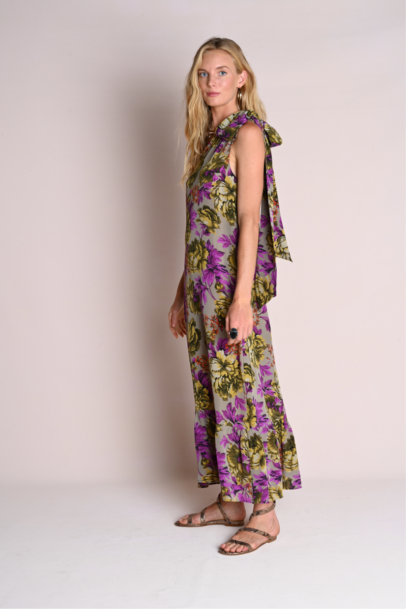 Brooke Dress : Purple and Grey Garden