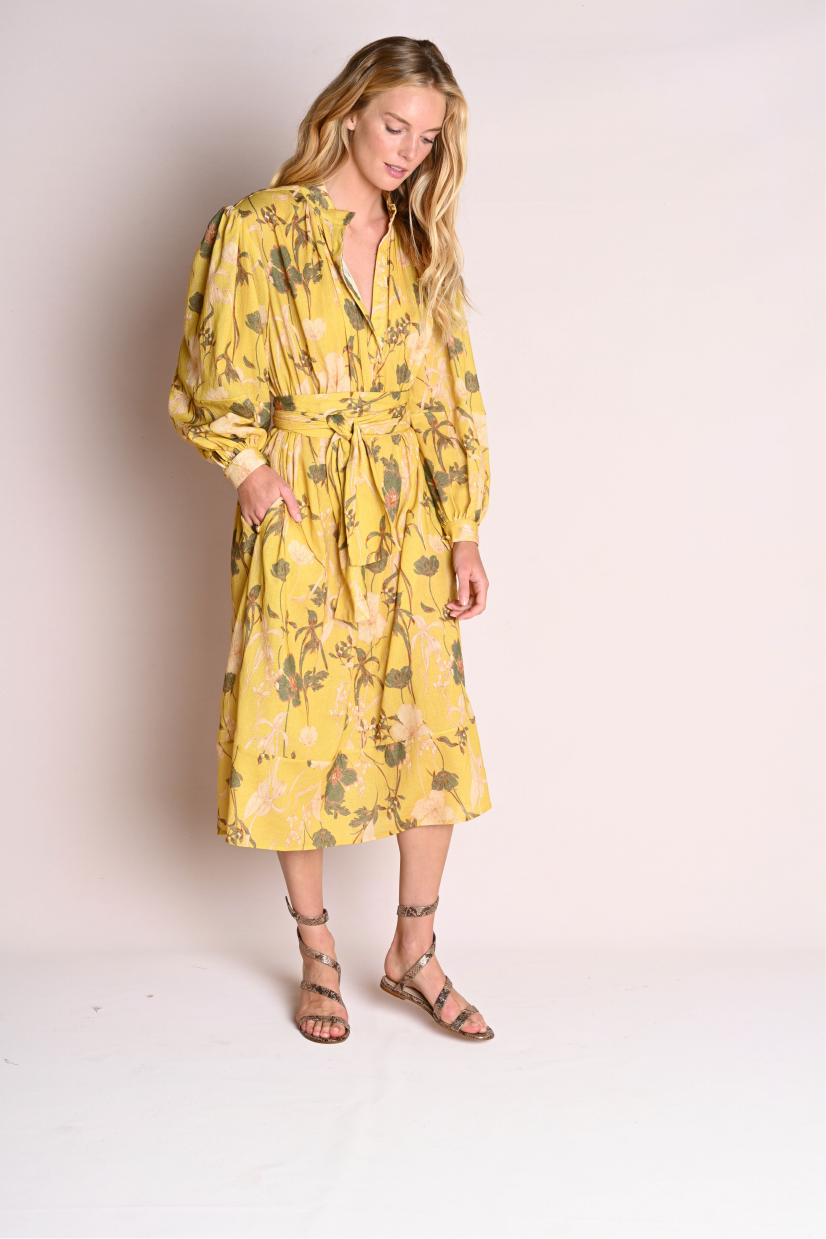 Long Isabelle : Yellow Floral Gauze