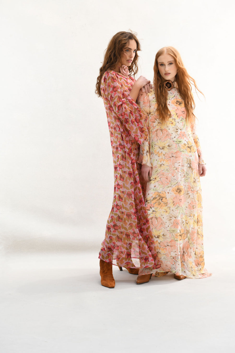 Florence : Pale Peach Yellow Floral “Avery”