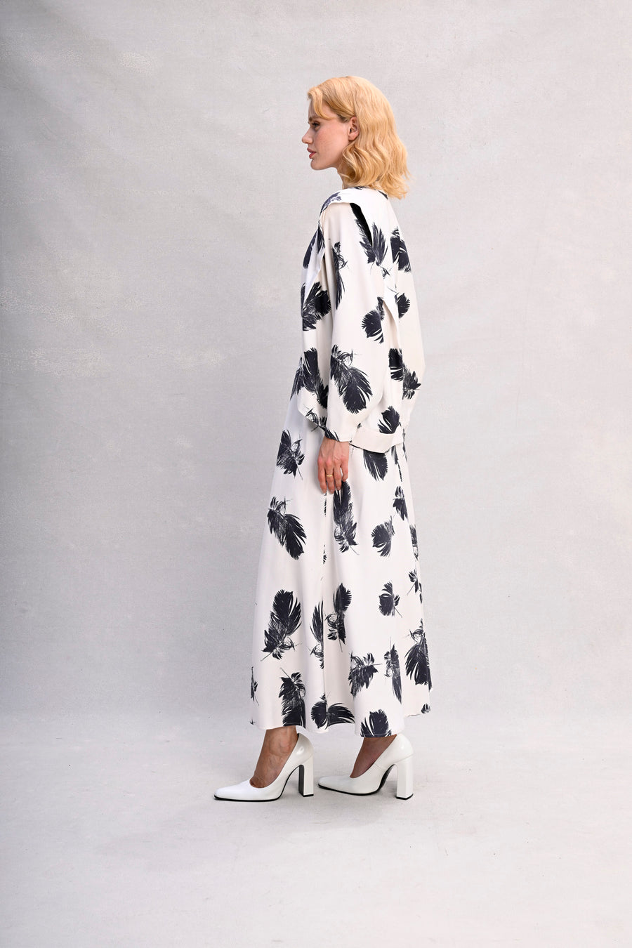 Lucia Jacket : Cream Ink Feather