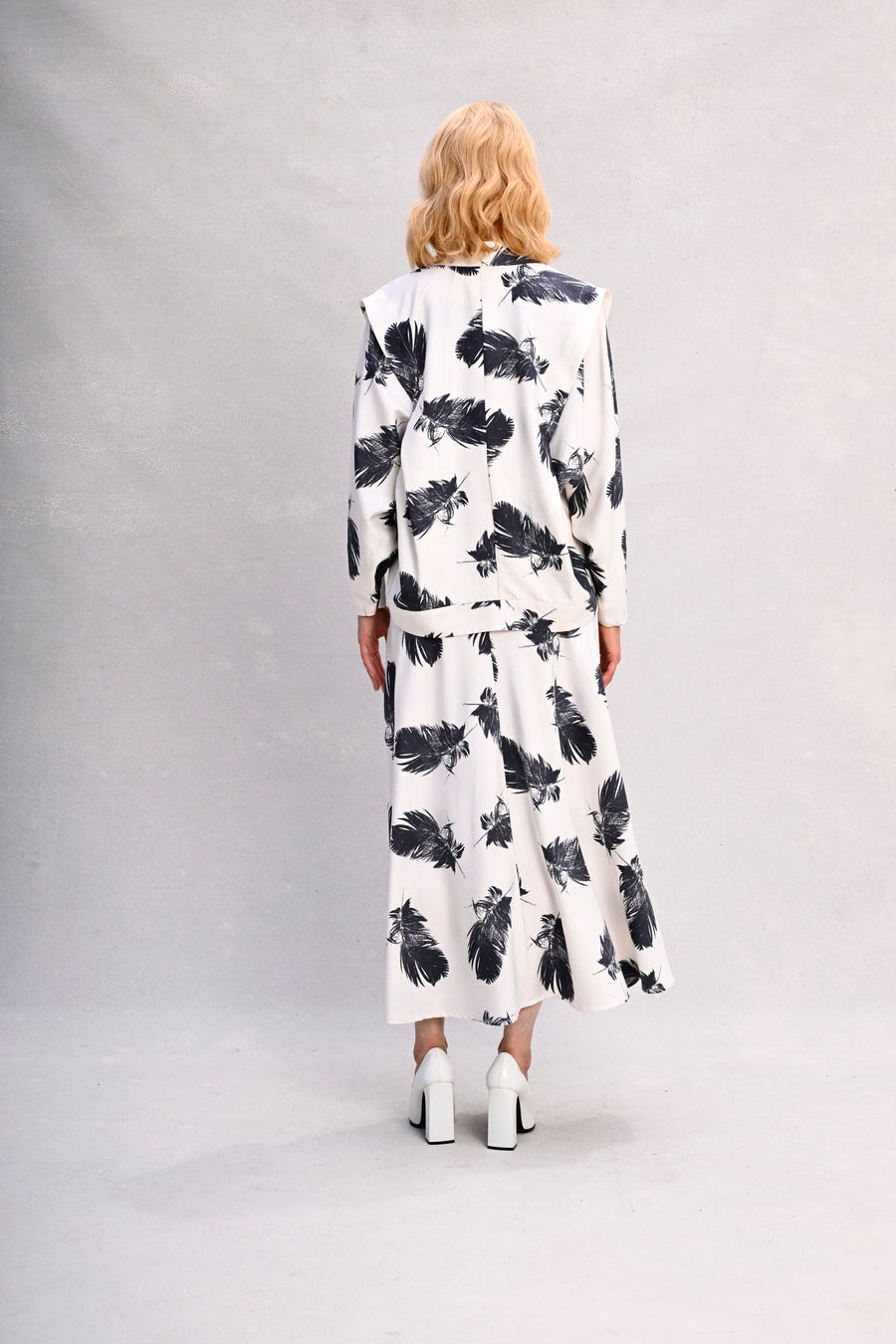 Lucia Jacket : Cream Ink Feather