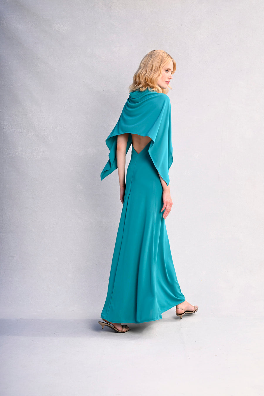 Sienna Fluid Dress : Teal Stretch Matte Jersey