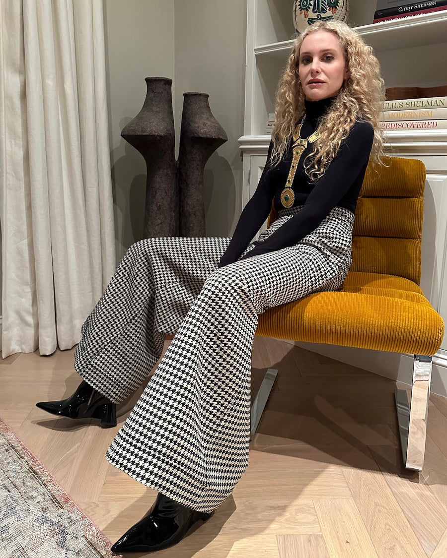 Jojo Palazzo Pants + Darcy Vest : Black & White Large Houndstooth