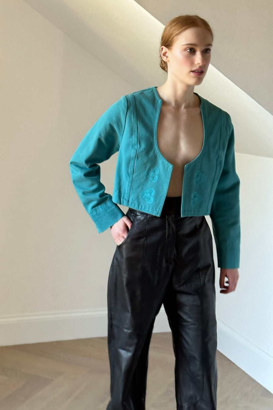 JH Vintage : OZBEK Teal Denim Jacket