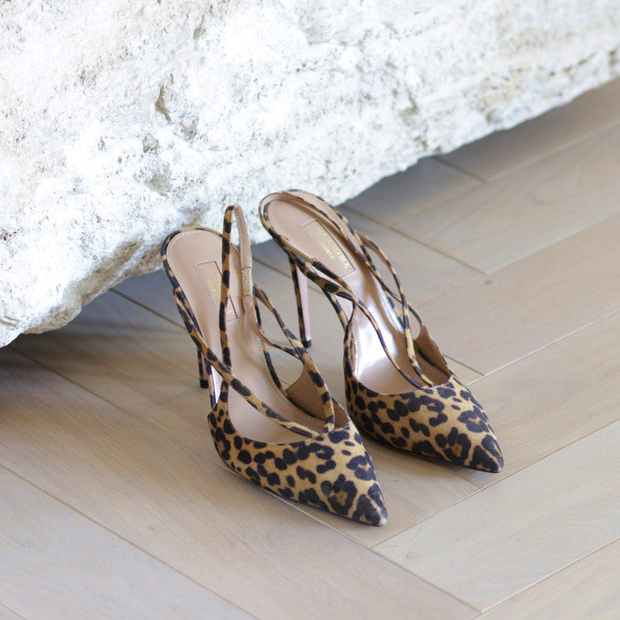 JH Vintage : AQUAZURRA Soul Leopard Print Slingback Pump Square