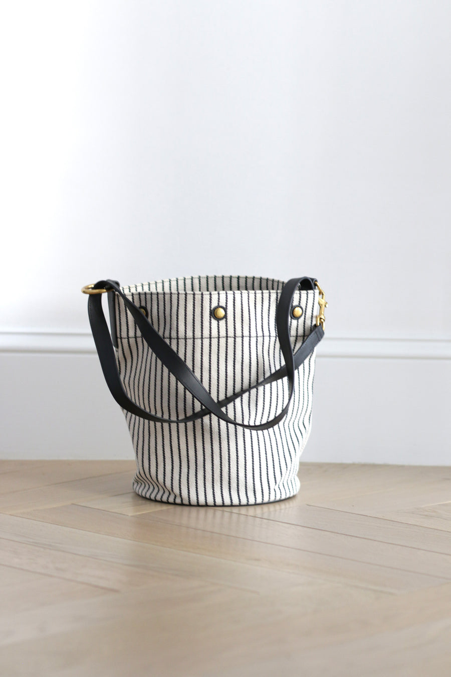 JH Vintage : SAINT LAURENT Striped Canvas Bucket Bag