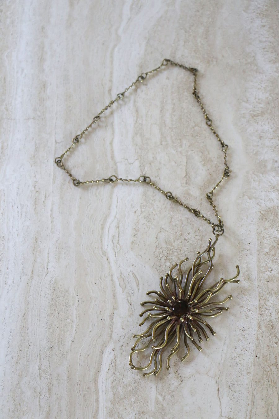 JH Vintage : Noted Brutalist Designer Pal Kepenyes Sunburst Pendant Necklace