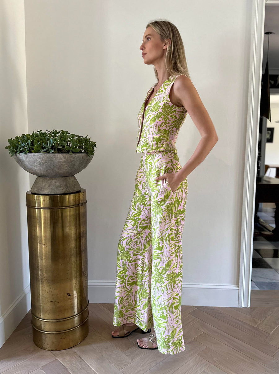 Jojo Palazzo Pants : Palm Beach Pink + Green Linen Julie Harrah Jojo Palazzo Pants : Palm Beach Pink + Green Linen Julie Harrah