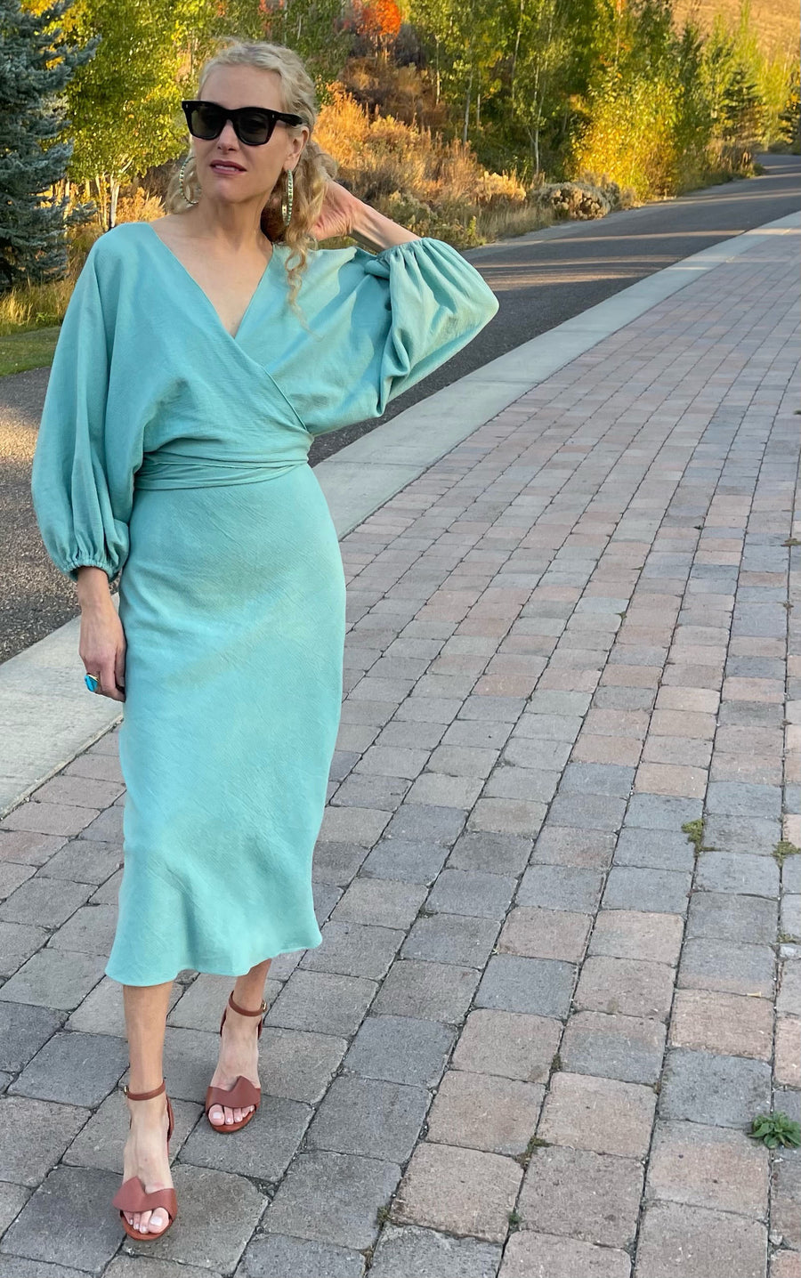 Candace Wrap Top & Slip Dress : Aqua Burlap