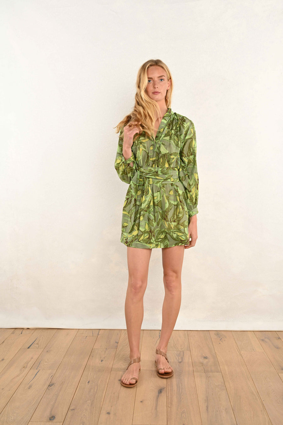 Short Isabelle : Avocado Leaves Silk Cotton