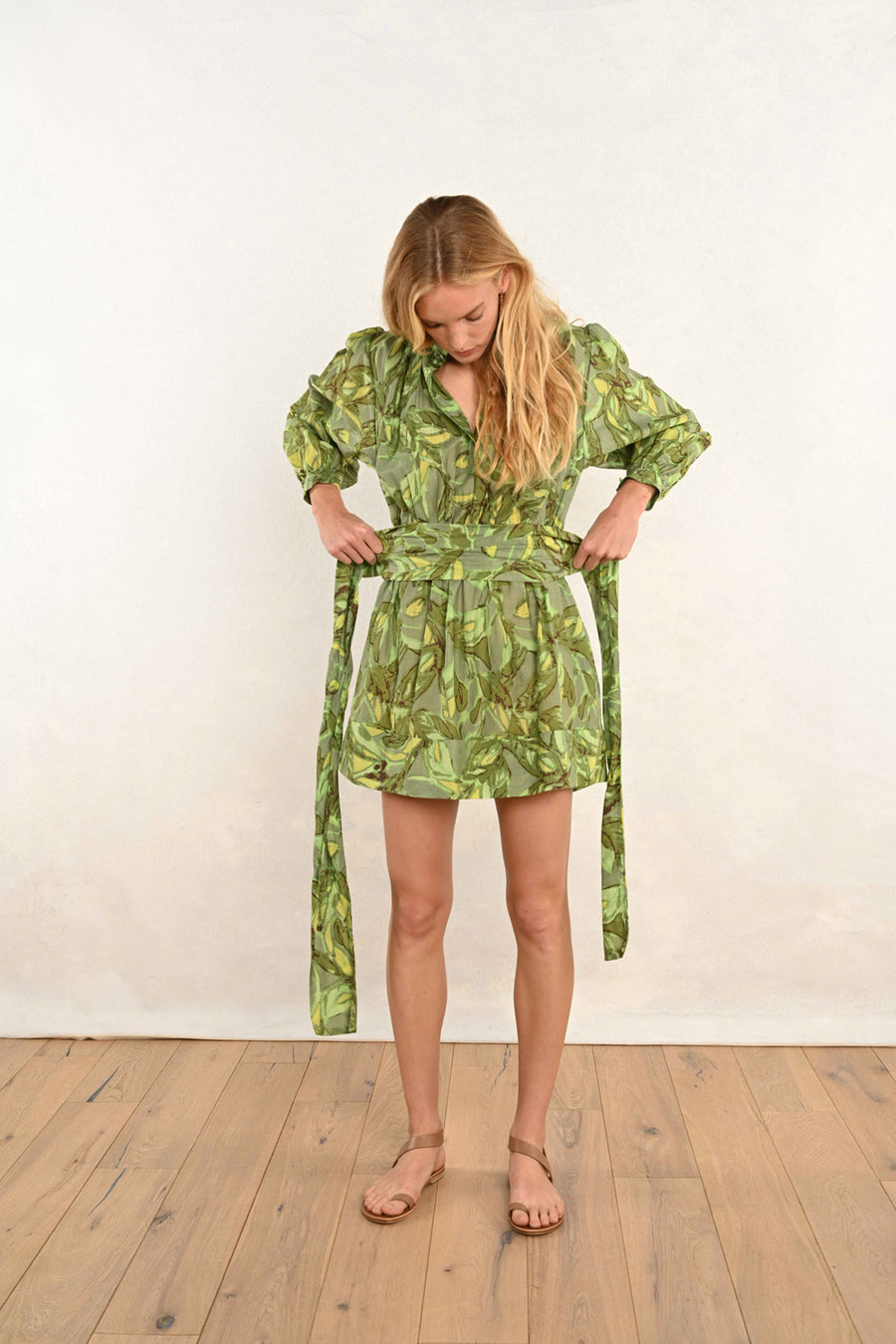 Short Isabelle : Avocado Leaves Silk Cotton