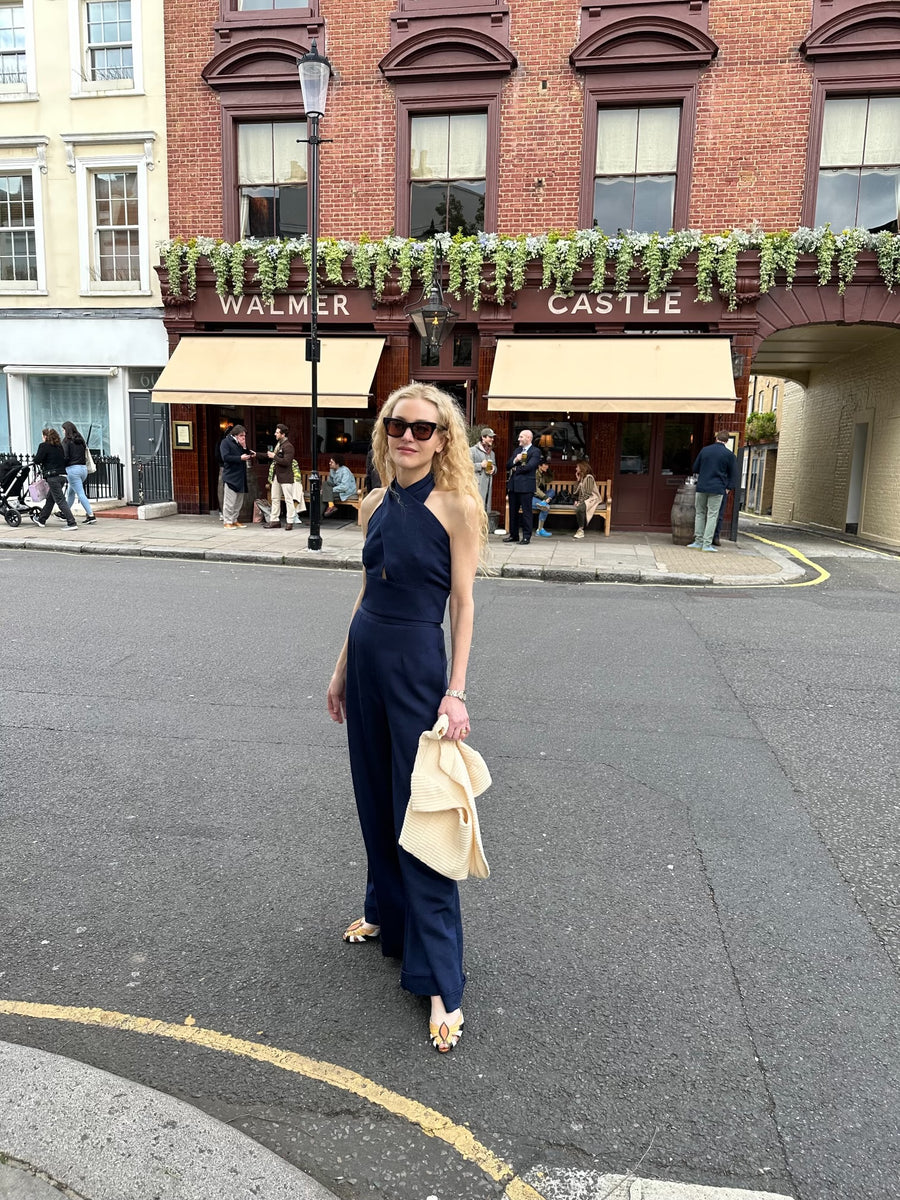 Avery Top : Navy Silk Linen Blend