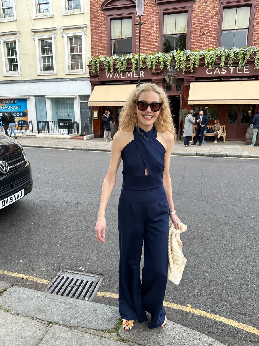 Avery Top : Navy Silk Linen Blend