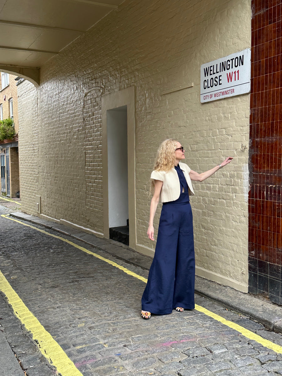 Avery Top : Navy Silk Linen Blend