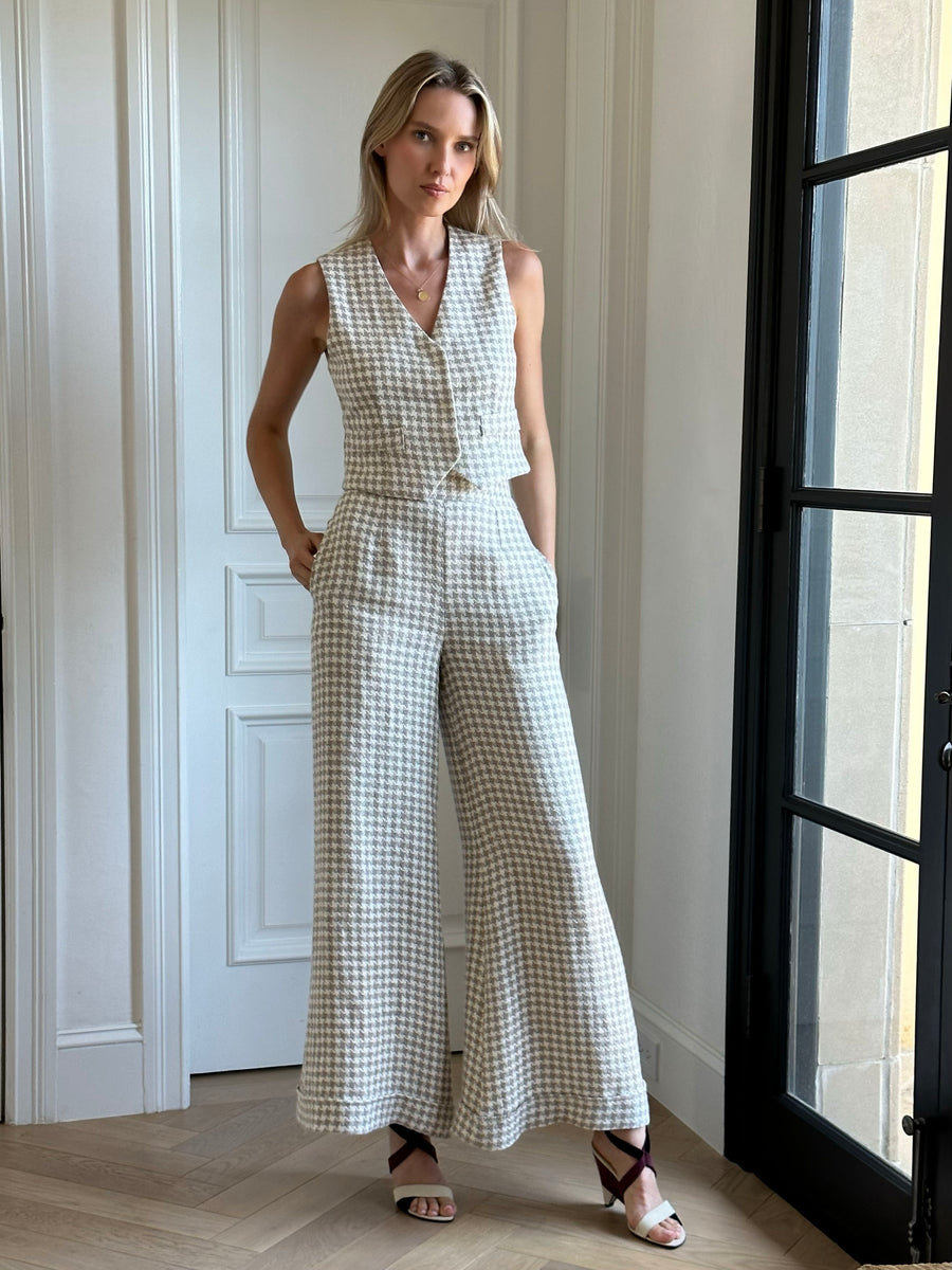 Darcy Vest + Jojo Palazzo Pants : Grey Houndstooth