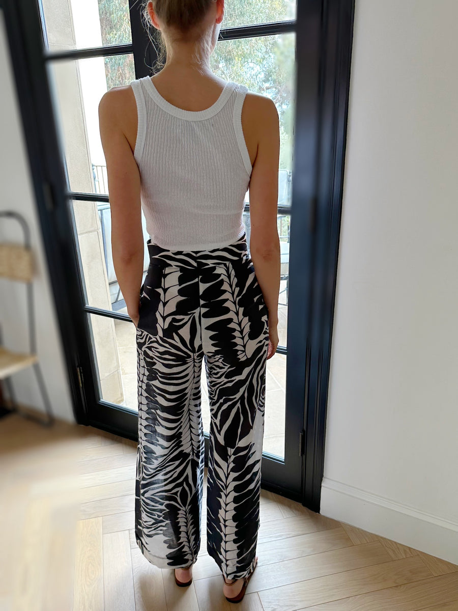 Jojo Palazzo Pants : Charcoal + White Palm