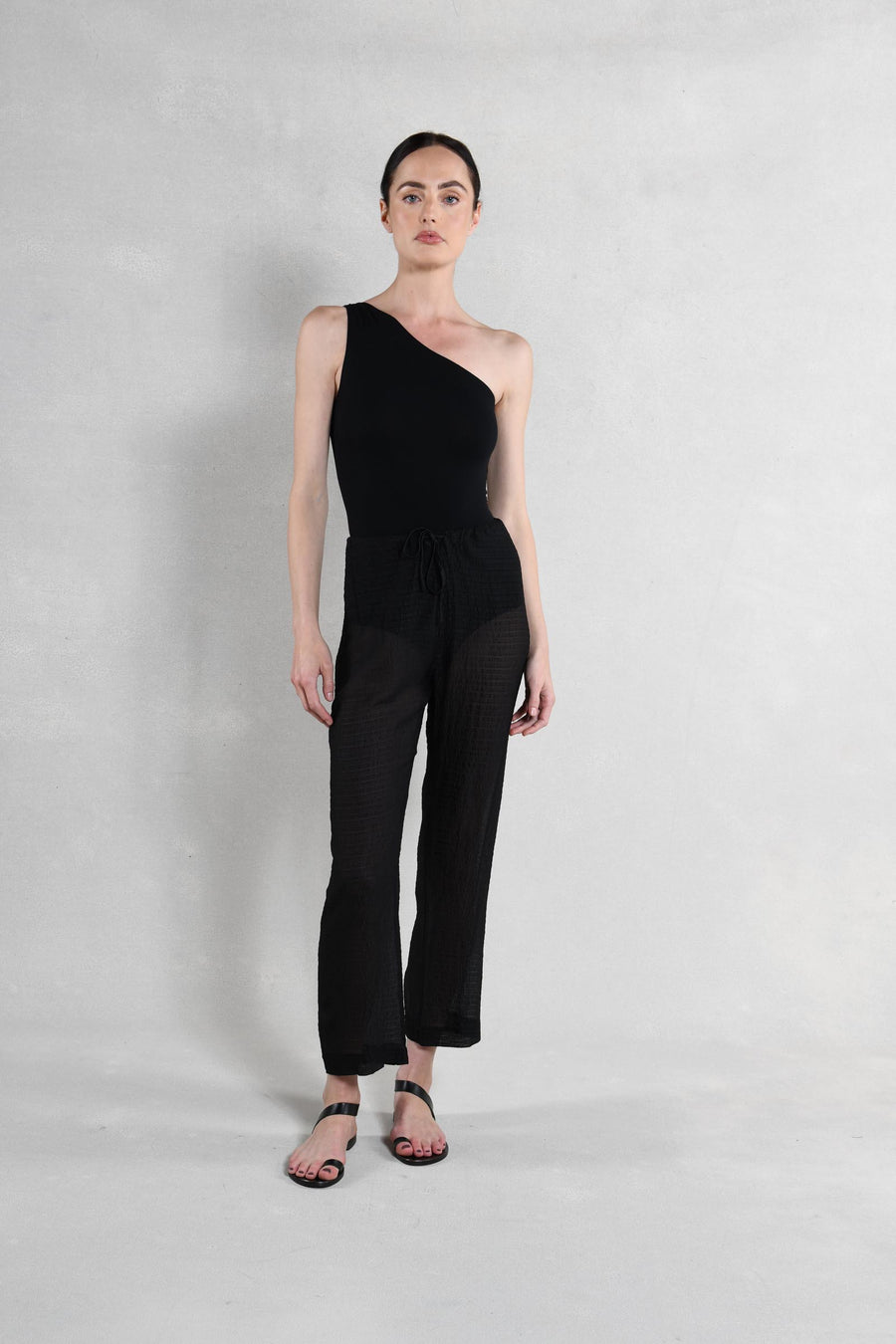 Capri Three Piece Pant Set : Black Seersucker Silk