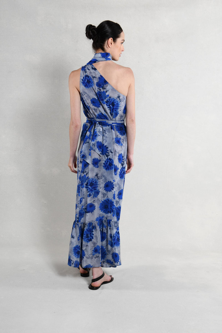 Brooke Dress : Grey Cobalt Daisy