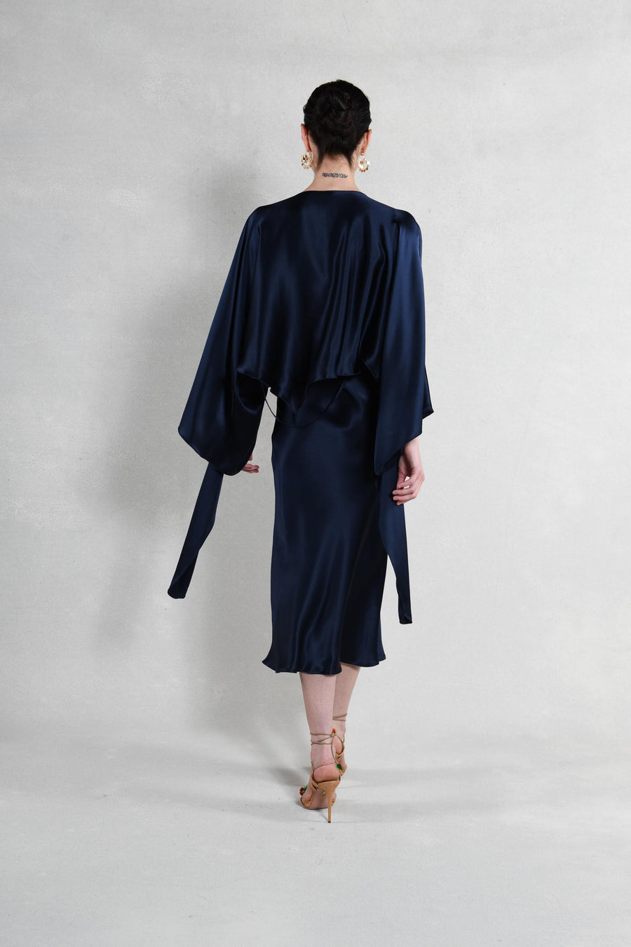 The Courteney Set Navy Silk Charmeuse