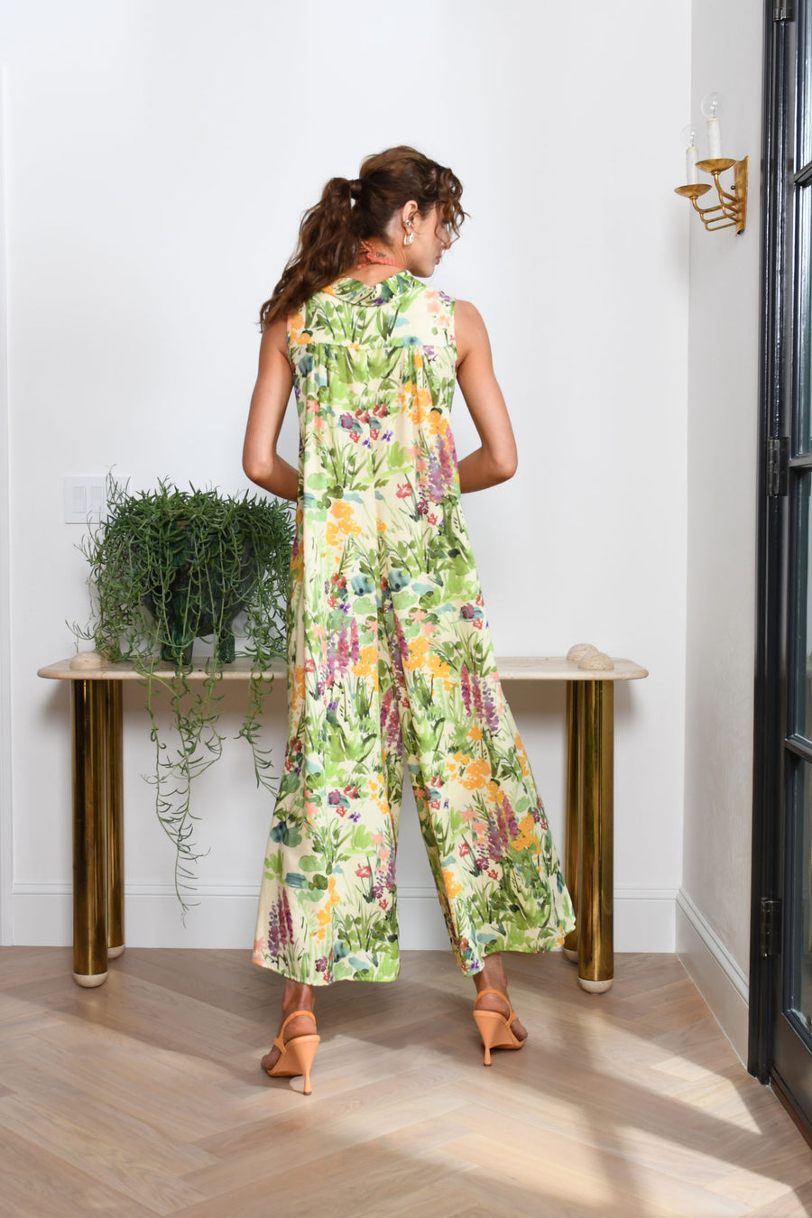 Malibu Jumpsuit : Cream Garden Print