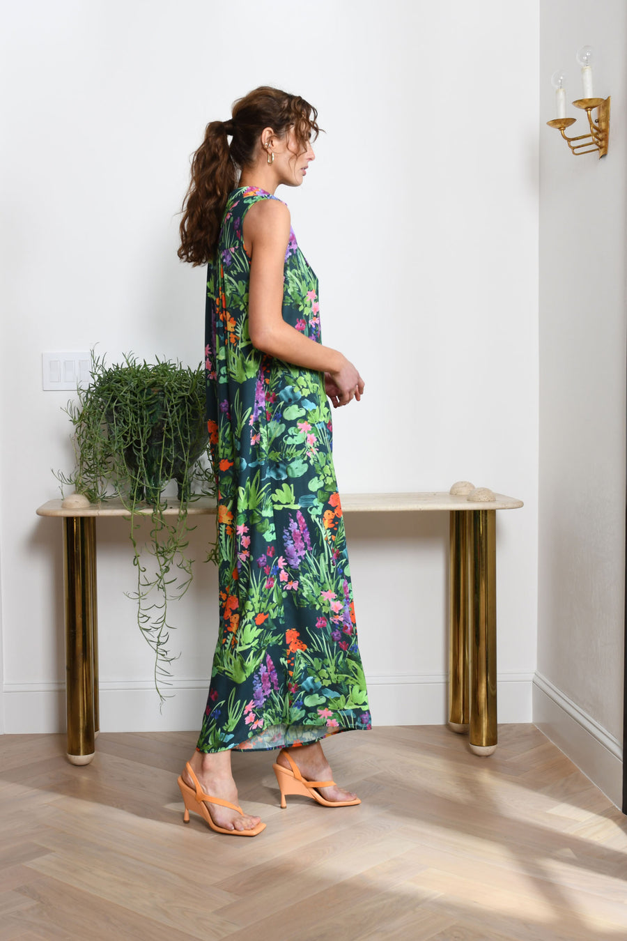 Malibu Jumpsuit : Teal Garden Print