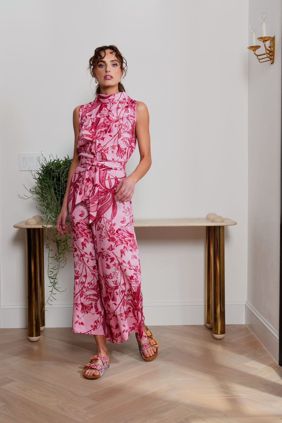 Malibu Jumpsuit : Pink & Red Floral