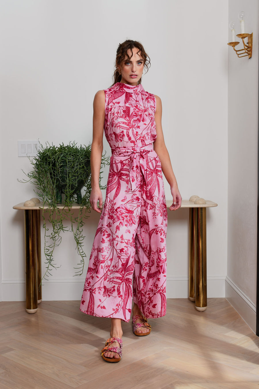 Malibu Jumpsuit : Pink & Red Floral