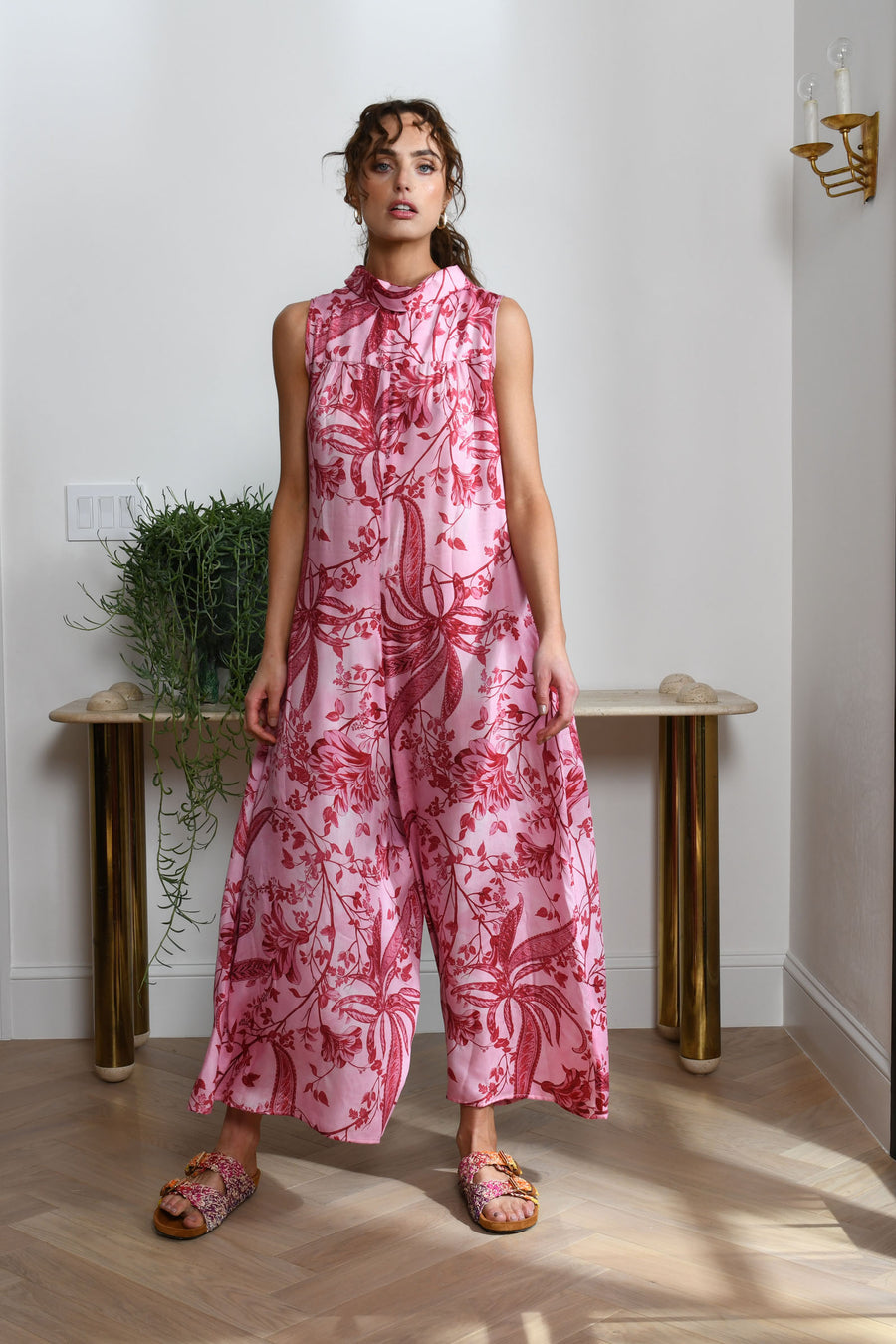 Malibu Jumpsuit : Pink & Red Floral