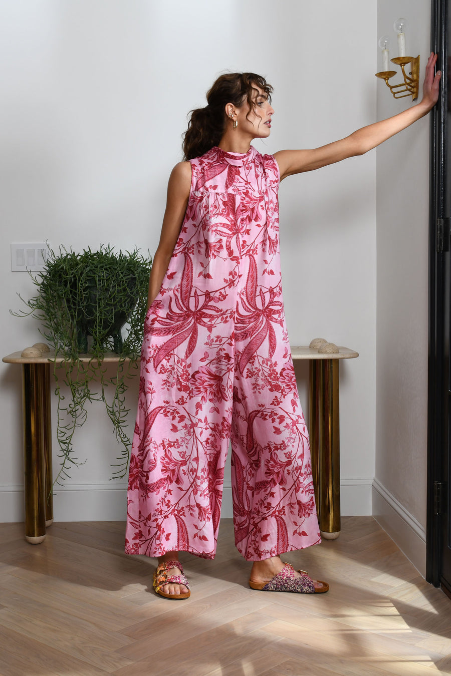 Malibu Jumpsuit : Pink & Red Floral