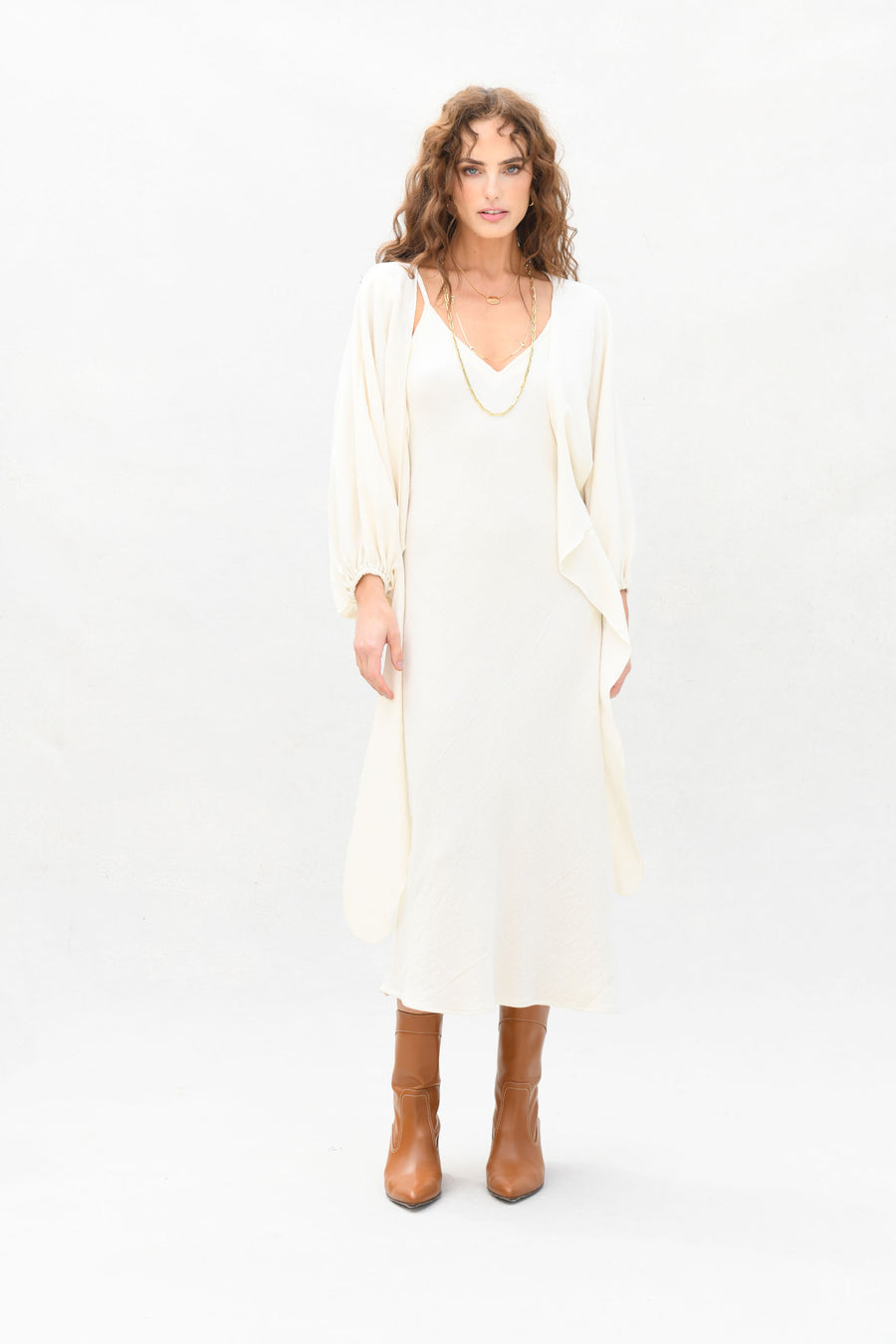 Candace Wrap Top & Slip Dress : Cream Burlap