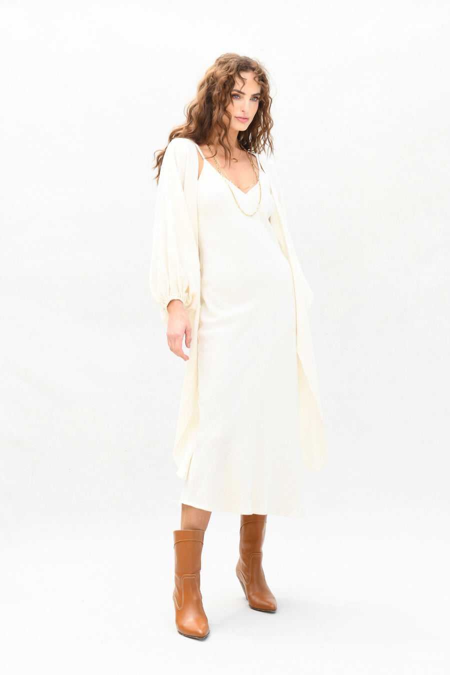 Candace Wrap Top & Slip Dress : Cream Burlap