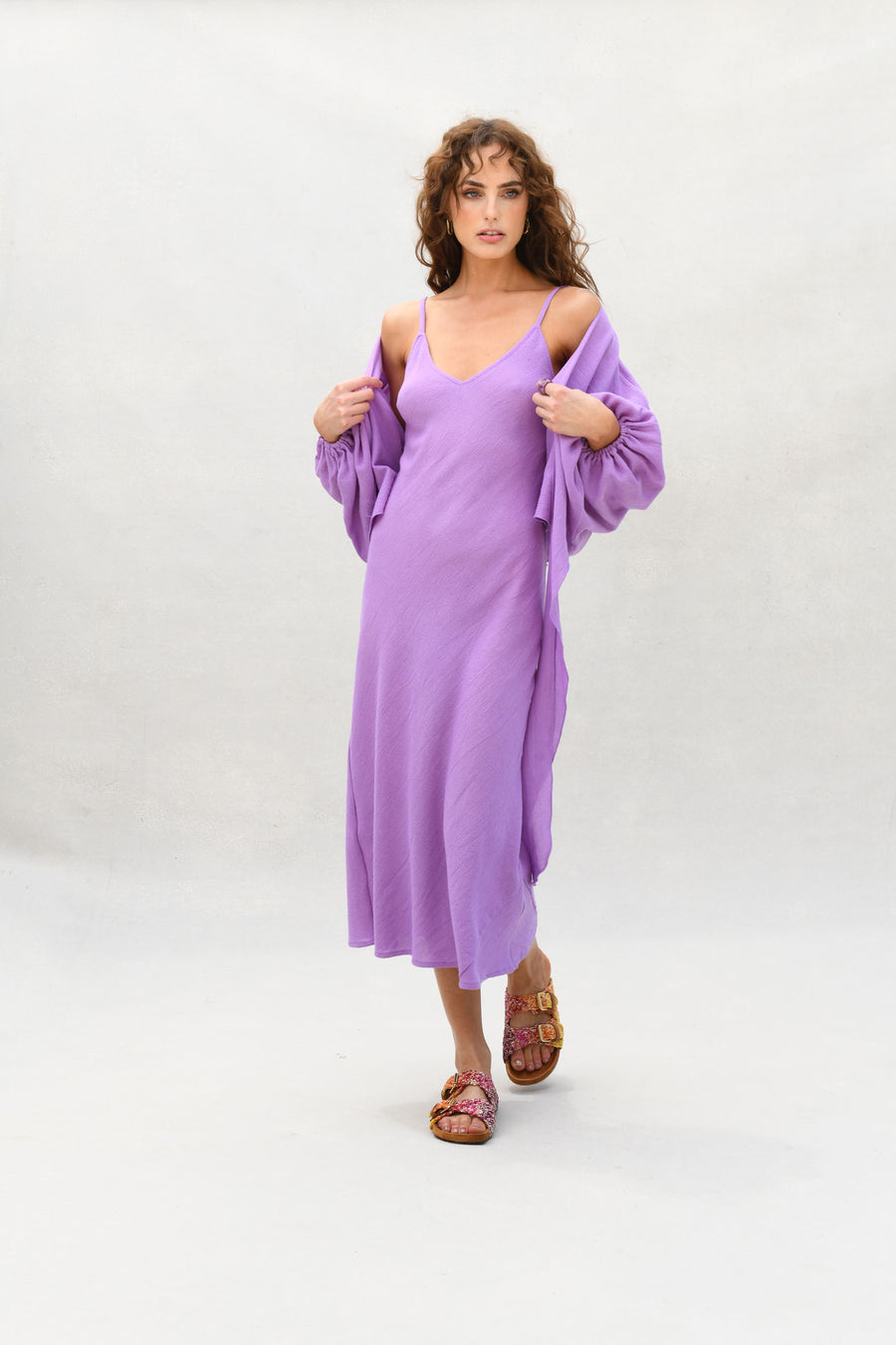 Candace Wrap Top & Slip Dress : Purple Burlap