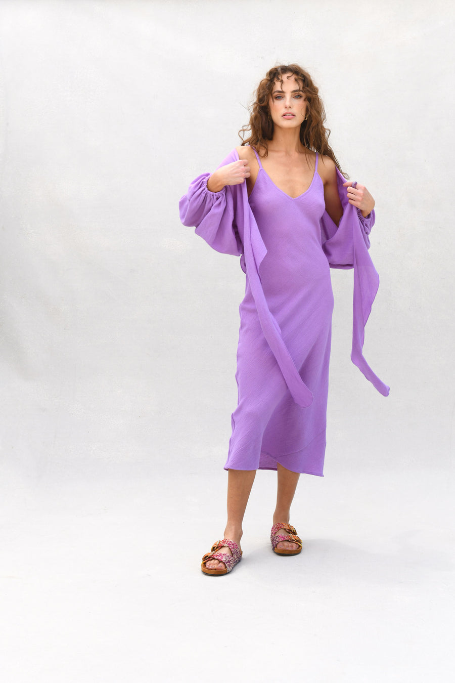 Candace Wrap Top & Slip Dress : Purple Burlap