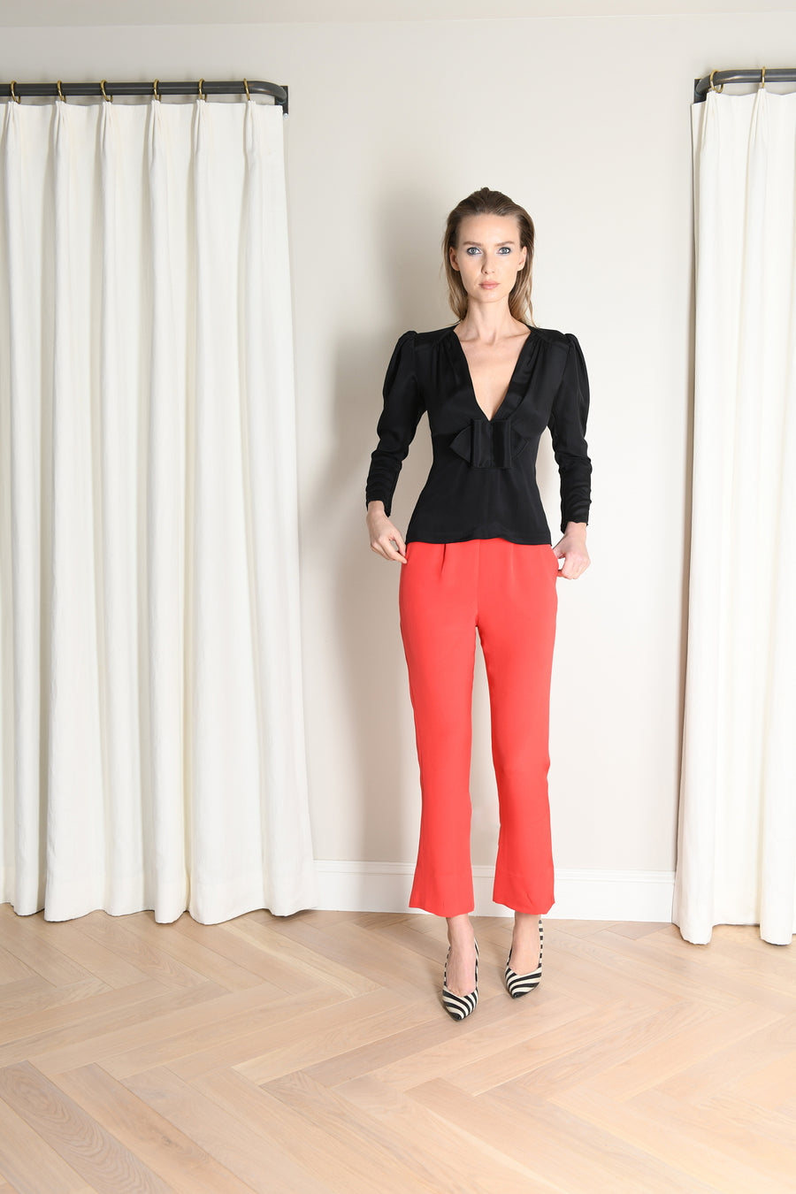 Vivian Top : Black & Vivian Pant : Red