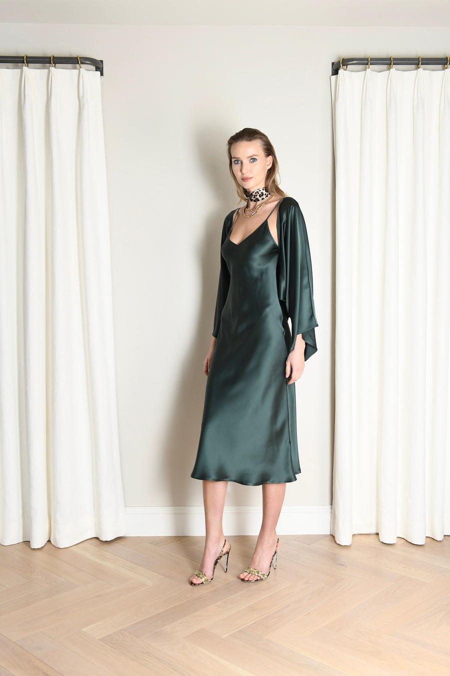 The Courteney Set : British Green Silk Charmeuse Julie Harrah The Courteney Set : British Green Silk Charmeuse Julie Harrah