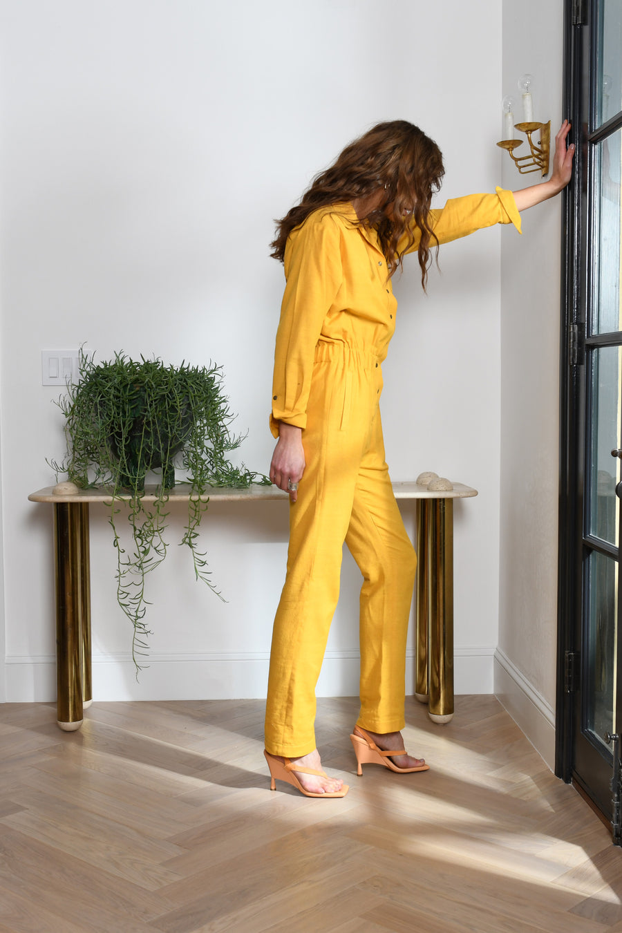 Flightsuit Long Sleeve : Mustard Raw Silk