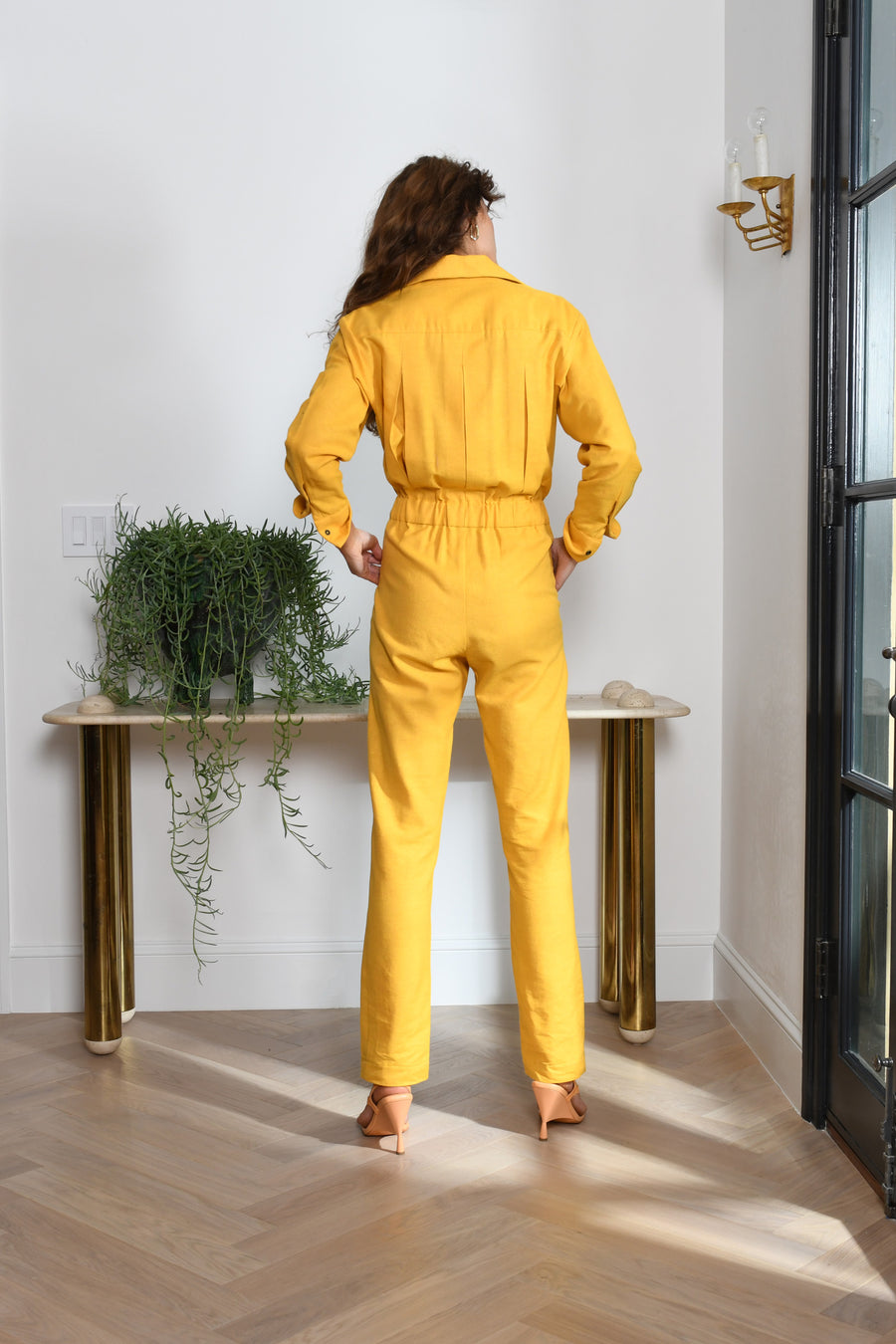 Flightsuit Long Sleeve : Mustard Raw Silk