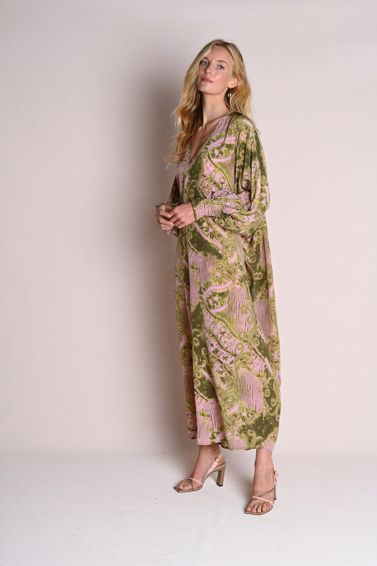 Poet Sleeve Roper : Pink Green Veranda