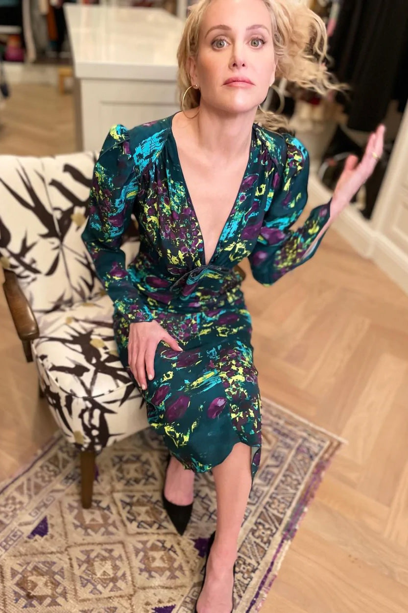 Vivian Dress : Teal Waterlily