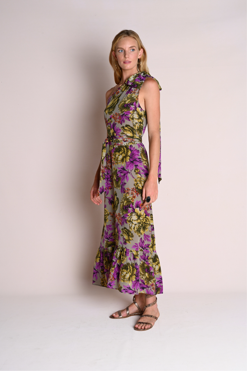 Brooke Dress : Purple and Grey Garden