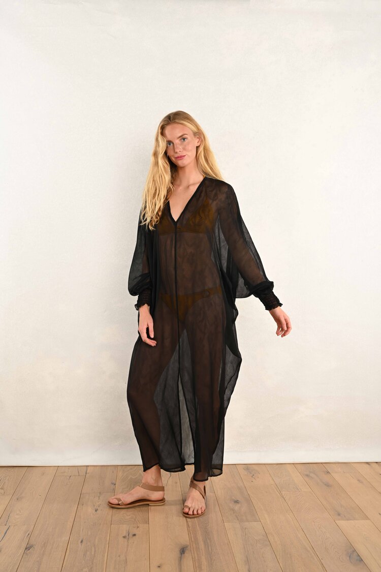 Poet Sleeve Roper : Black Chiffon