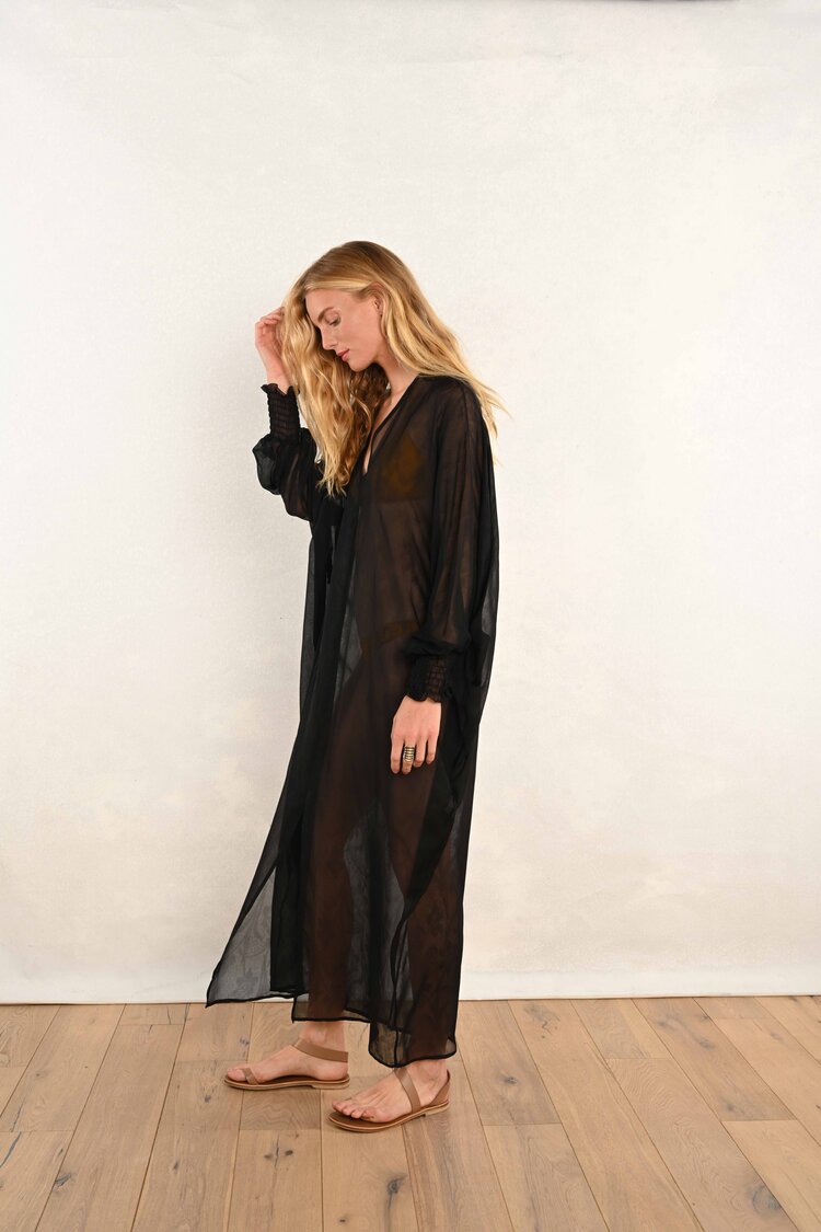Poet Sleeve Roper : Black Chiffon