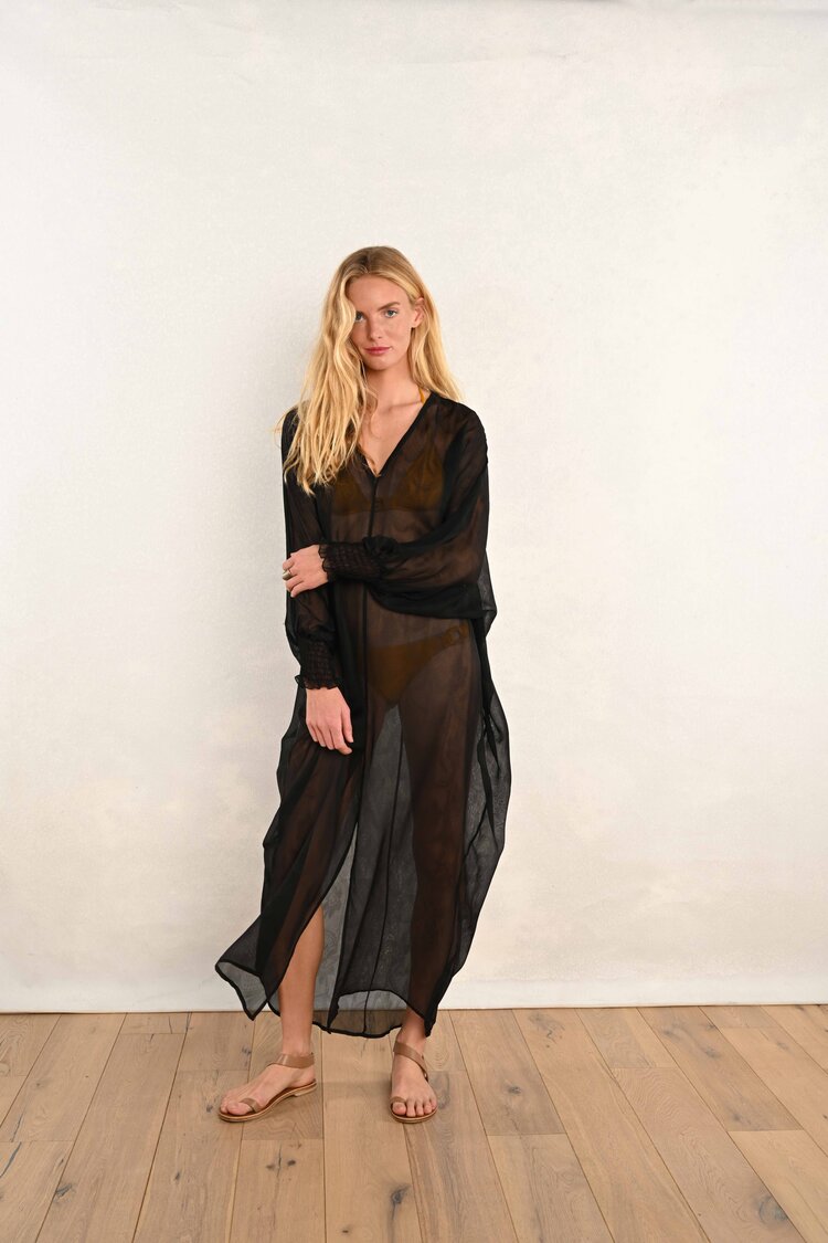 Poet Sleeve Roper : Black Chiffon