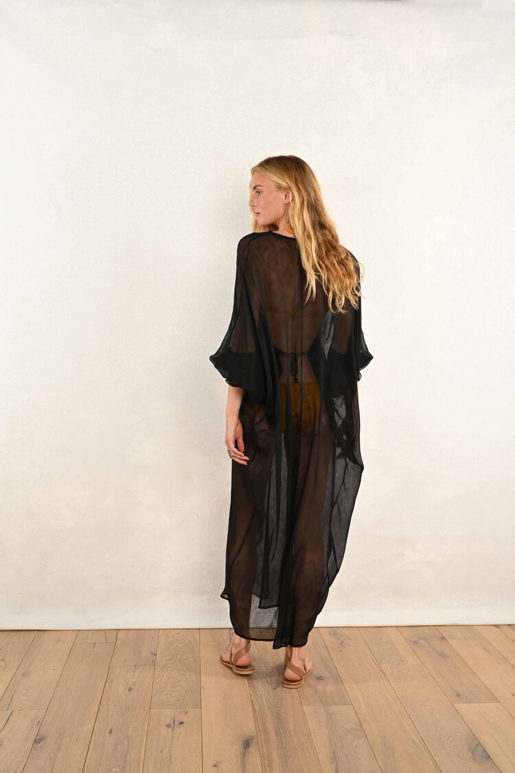 Poet Sleeve Roper : Black Chiffon