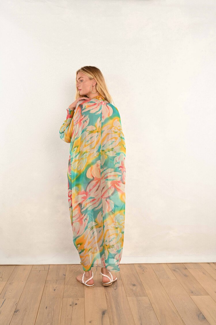 Poet Sleeve Roper : Turquoise Multi Large Floral