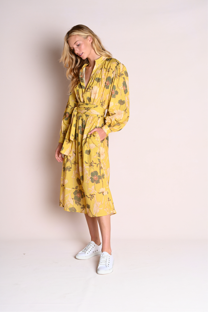 Long Isabelle : Yellow Floral Gauze