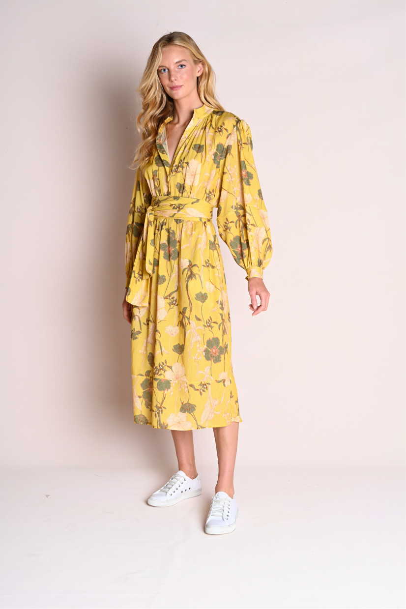 Long Isabelle : Yellow Floral Gauze