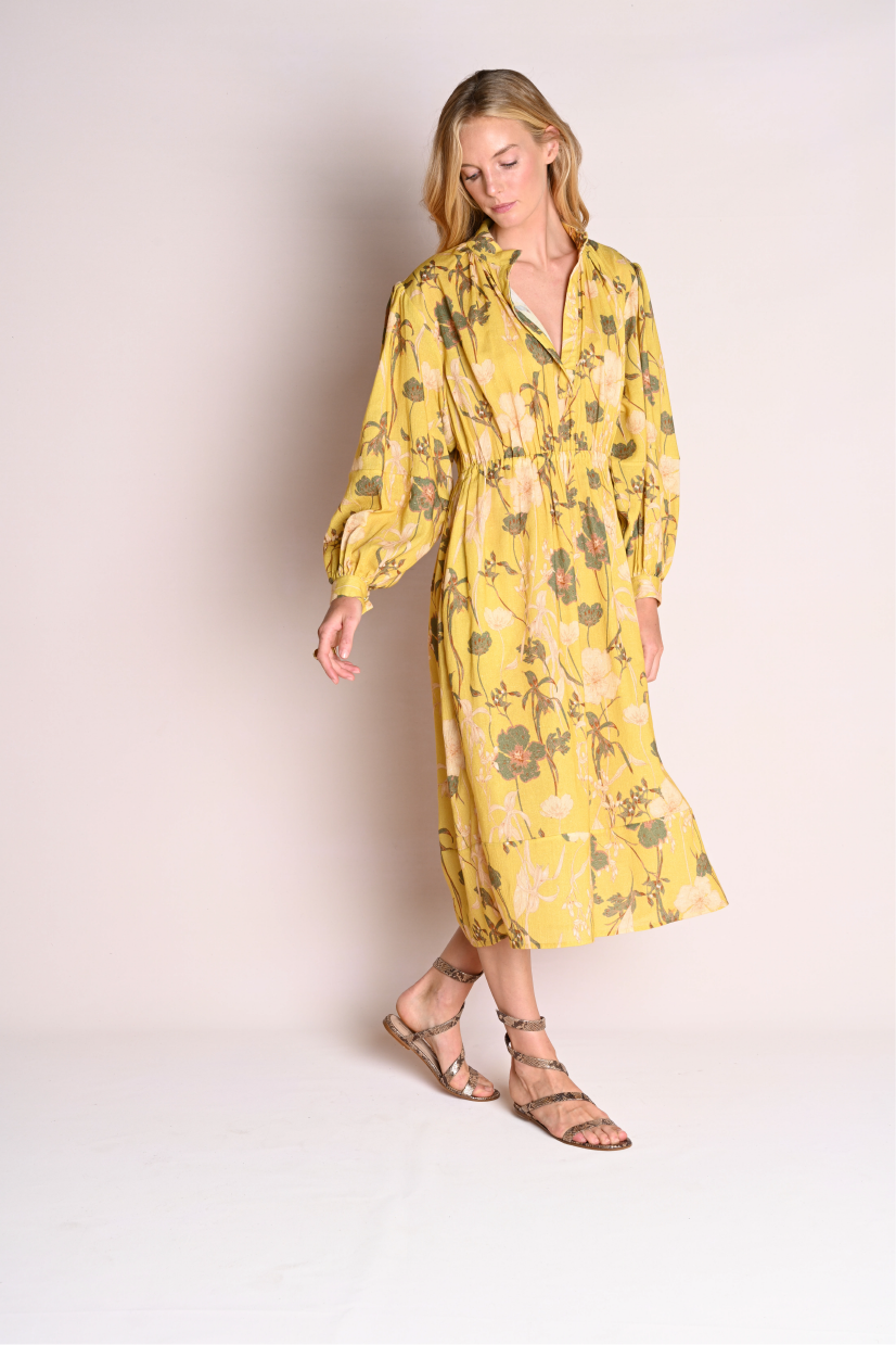 Long Isabelle : Yellow Floral Gauze