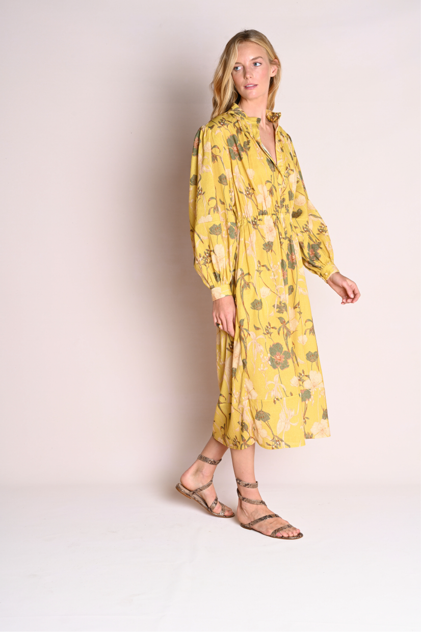 Long Isabelle : Yellow Floral Gauze