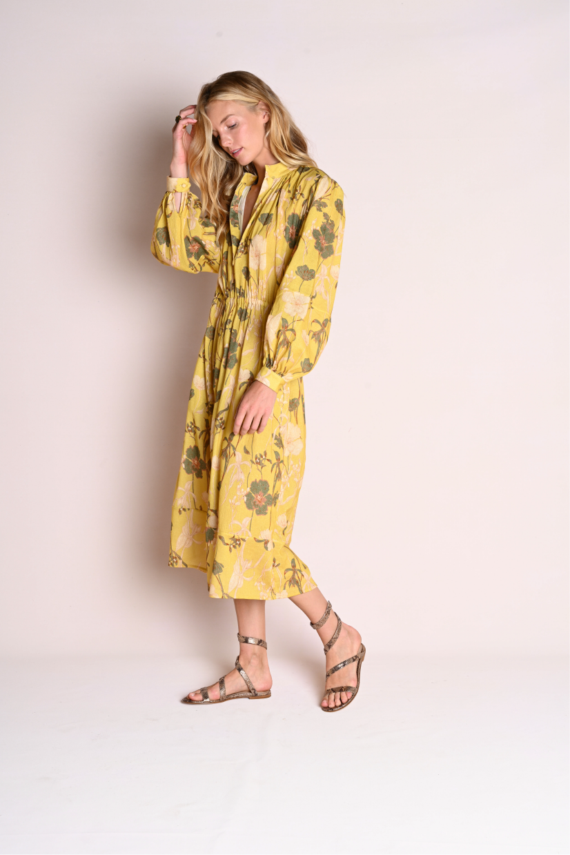 Long Isabelle : Yellow Floral Gauze